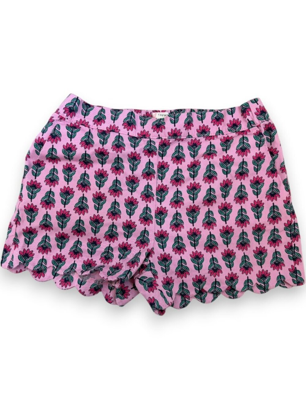 J Crew Crewcuts Pink Floral Block Print Scallop Hem Pull-on Short Size 12
